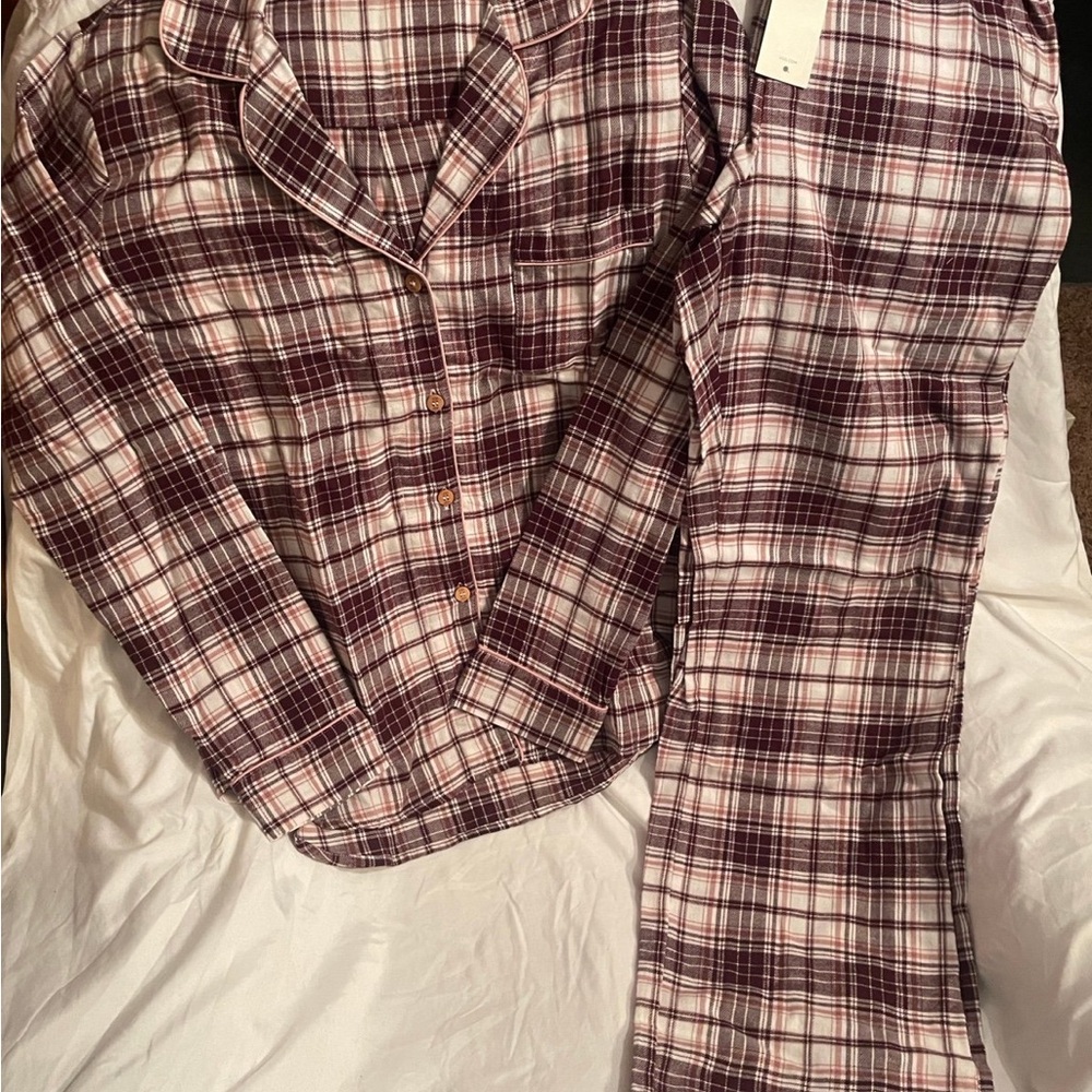UGG Burgundy and White Plaid Shirt